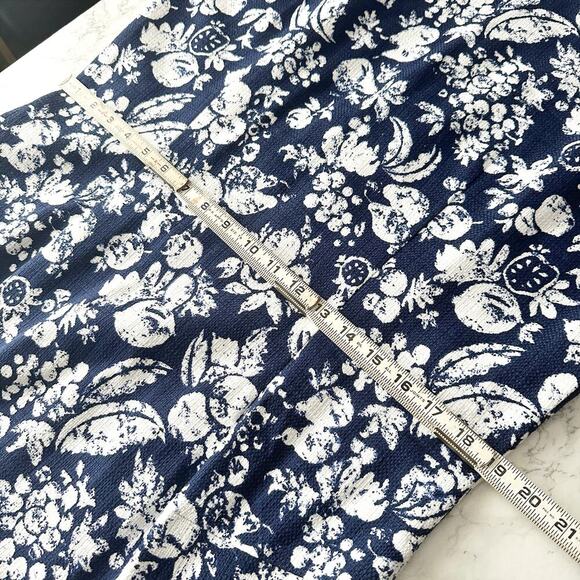 Talbots Mixed Fruit Cotton Textured Navy White Sleeveless Dress Women’s Size 14 - Picture 11 of 12